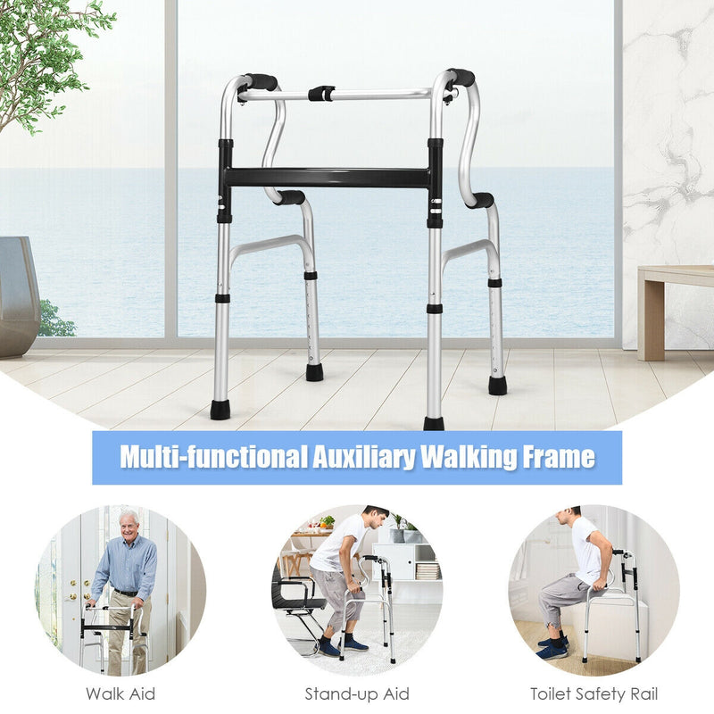 One-Button Folding Aluminum Walking Frame Walker