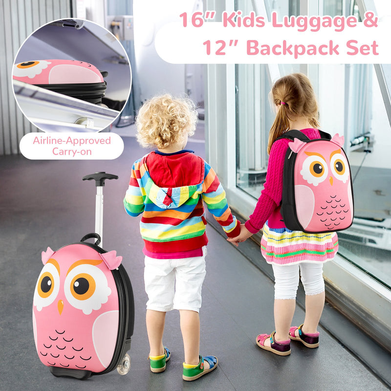 Lightweight and Portable Rolling Suitcase for Children-Pink