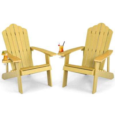 Weather Resistant HIPS Outdoor Adirondack Chair with Cup Holder-Yellow