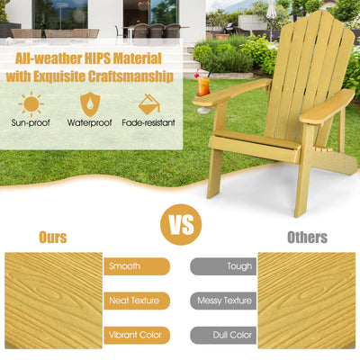 Weather Resistant HIPS Outdoor Adirondack Chair with Cup Holder-Yellow