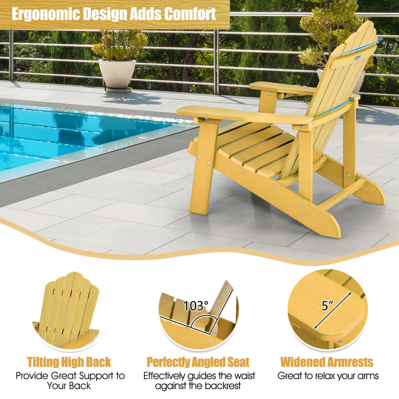 Weather Resistant HIPS Outdoor Adirondack Chair with Cup Holder-Yellow