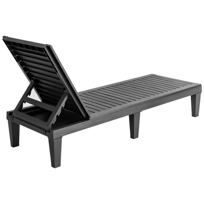 Outdoor Chaise Lounge Chair with 5 Positions Adjustable Backrest-Black