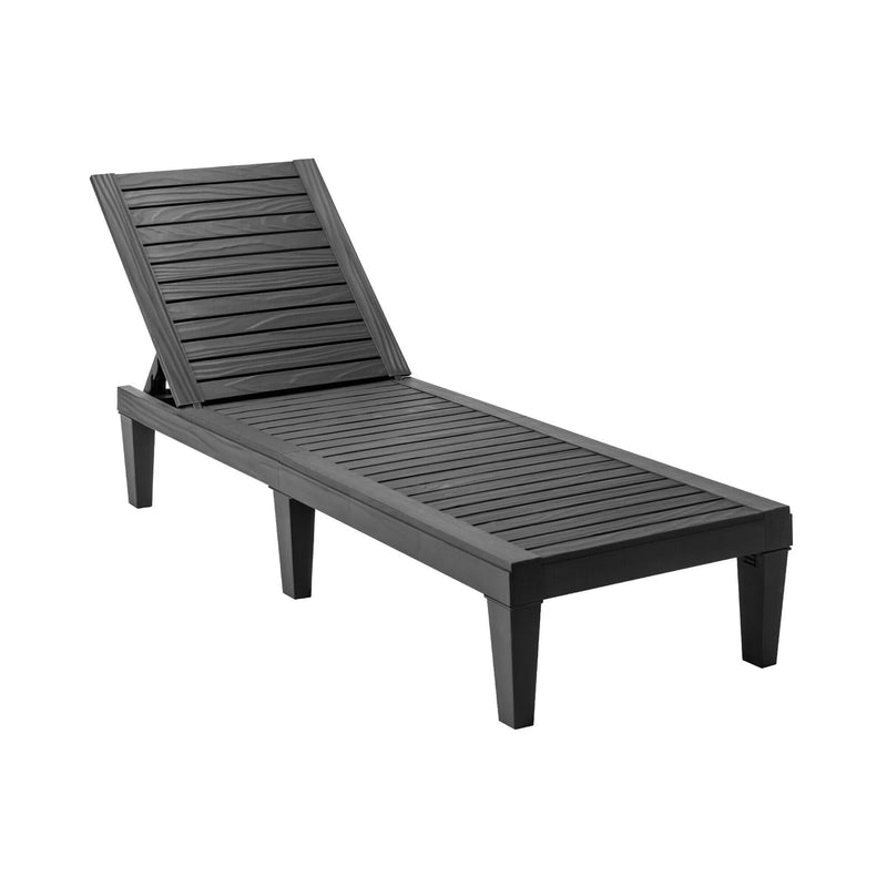 Outdoor Chaise Lounge Chair with 5 Positions Adjustable Backrest-Black