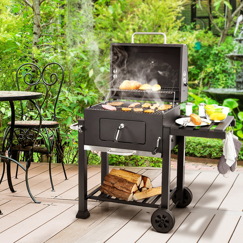 Outdoor Portable Charcoal Grill with Side Table