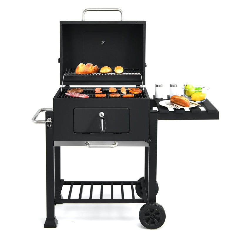 Outdoor Portable Charcoal Grill with Side Table