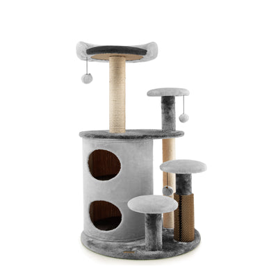 40 Inch Cat Tree Tower Multi-Level Activity Tree with 2-Tier Cat-Hole Condo-Gray