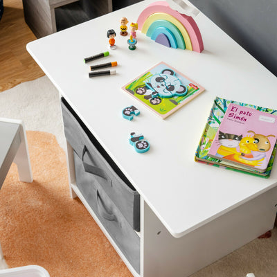 Wooden Kids Table and Chairs with Storage Baskets Puzzle