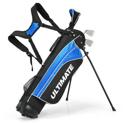 Set of 5 Ultimate 31 Inch Portable Junior Complete Golf Club Set for Kids Age 8+ -Blue