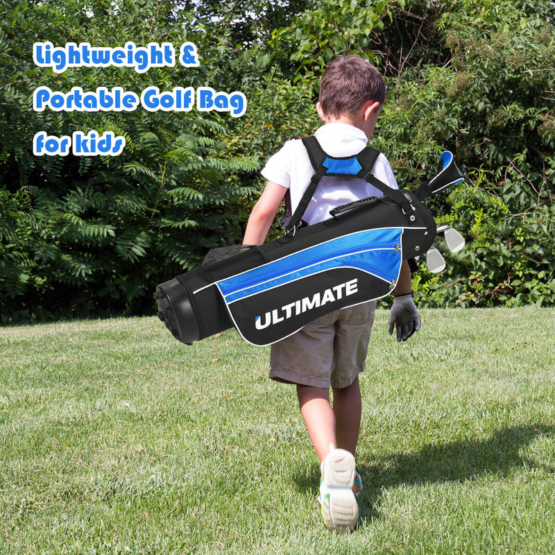 Set of 5 Ultimate 31 Inch Portable Junior Complete Golf Club Set for Kids Age 8+ -Blue