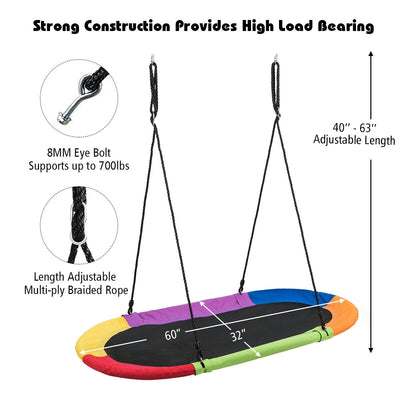 60 Inch Saucer Surf Outdoor Adjustable Swing Set-Multicolor