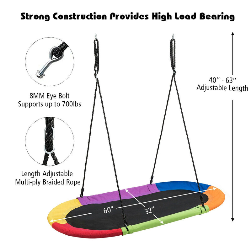 60 Inch Saucer Surf Outdoor Adjustable Swing Set-Multicolor