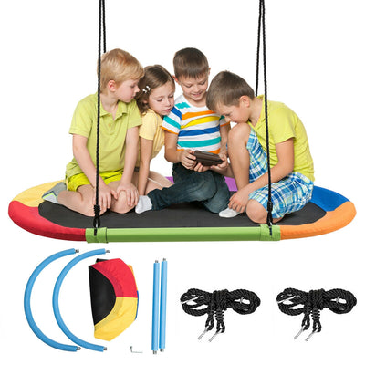 60 Inch Saucer Surf Outdoor Adjustable Swing Set-Multicolor