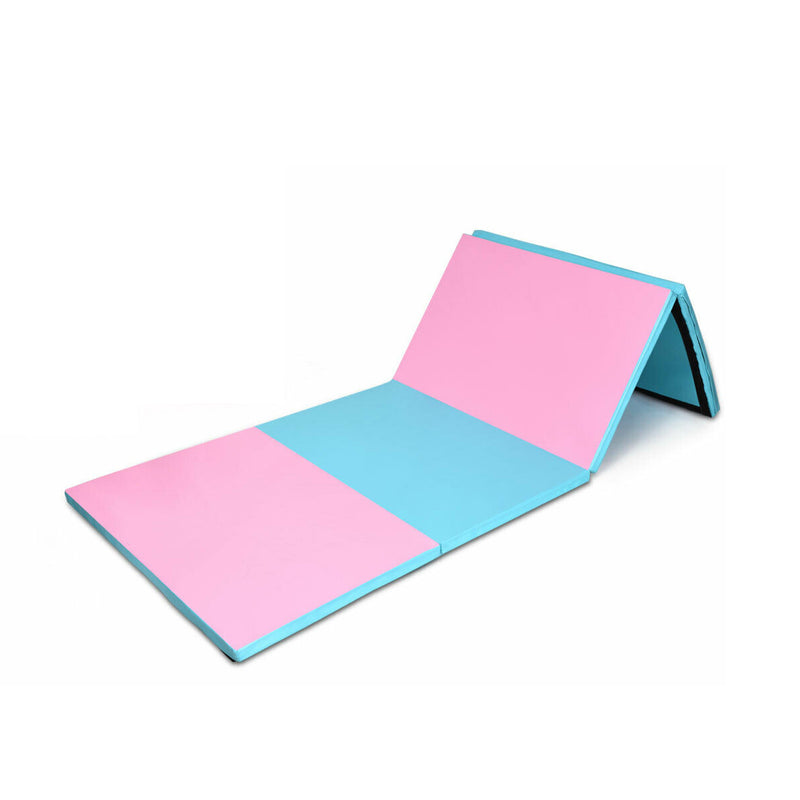 8 x 4 Feet Folding Gymnastics Tumbling Mat-Blue&Pink