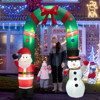 8 Feet Christmas Inflatable Archway with Santa Claus and Snowman