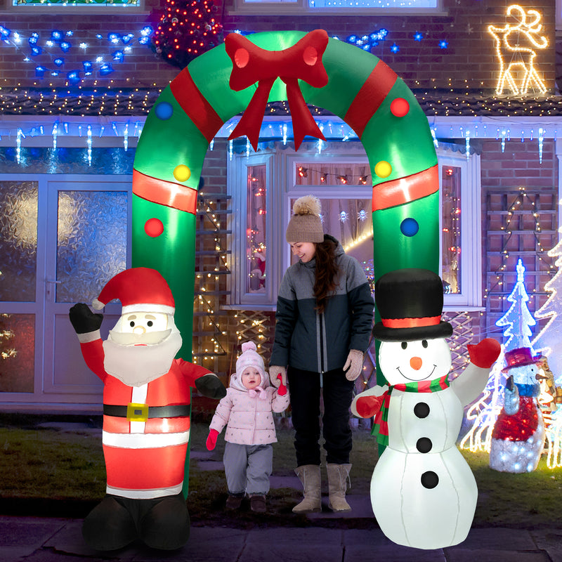 8 Feet Christmas Inflatable Archway with Santa Claus and Snowman