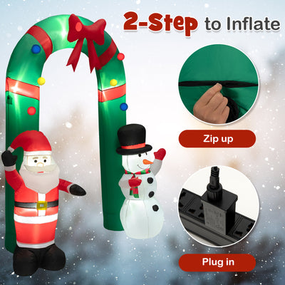 8 Feet Christmas Inflatable Archway with Santa Claus and Snowman