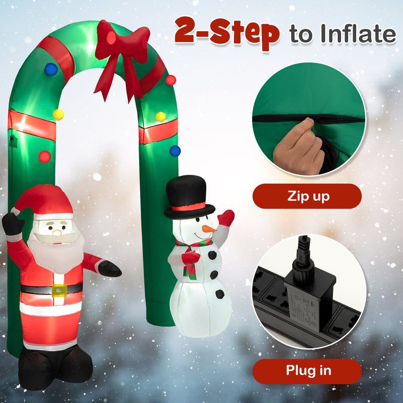 8 Feet Christmas Inflatable Archway with Santa Claus and Snowman