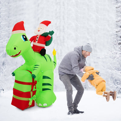 8 Feet Lighted Christmas Inflatable Santa Claus Dinosaur Decoration with Gift Boxes