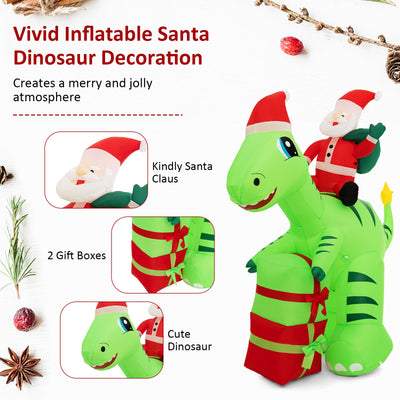 8 Feet Lighted Christmas Inflatable Santa Claus Dinosaur Decoration with Gift Boxes