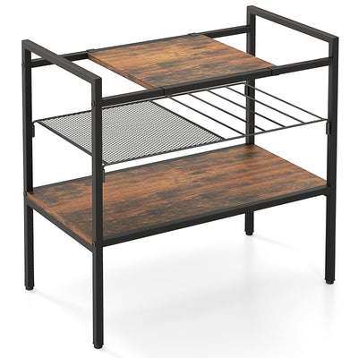 Industrial Entryway Table with Removable Panel and Mesh Shelf-Rustic Brown