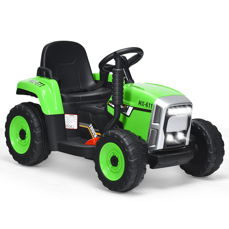 12V Ride on Tractor with 3-Gear-Shift Ground Loader for Kids 3+ Years Old-Green