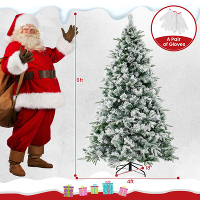 Flocked Christmas Tree with 250 Warm White LED Lights and 752 Mixed Branch Tips-6ft