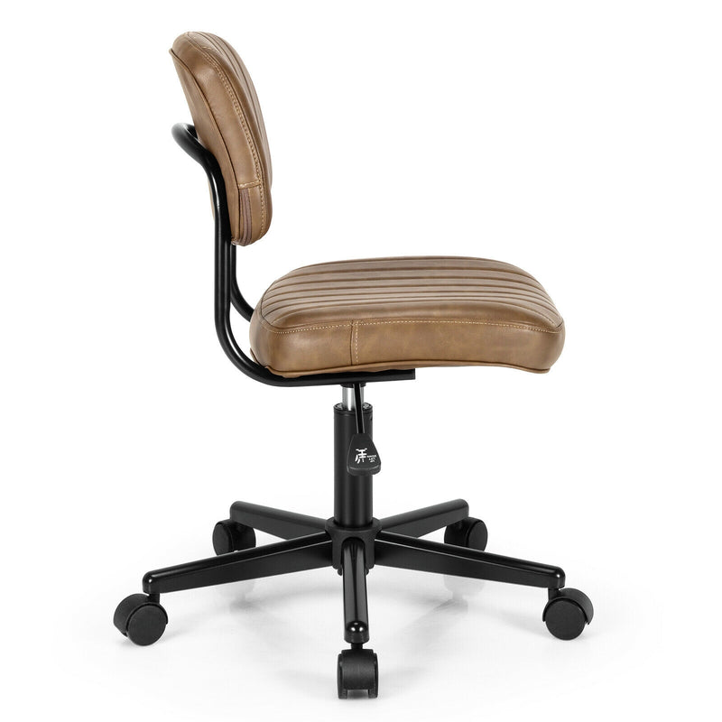 PU Leather Adjustable Office Chair  Swivel Task Chair with Backrest-Brown