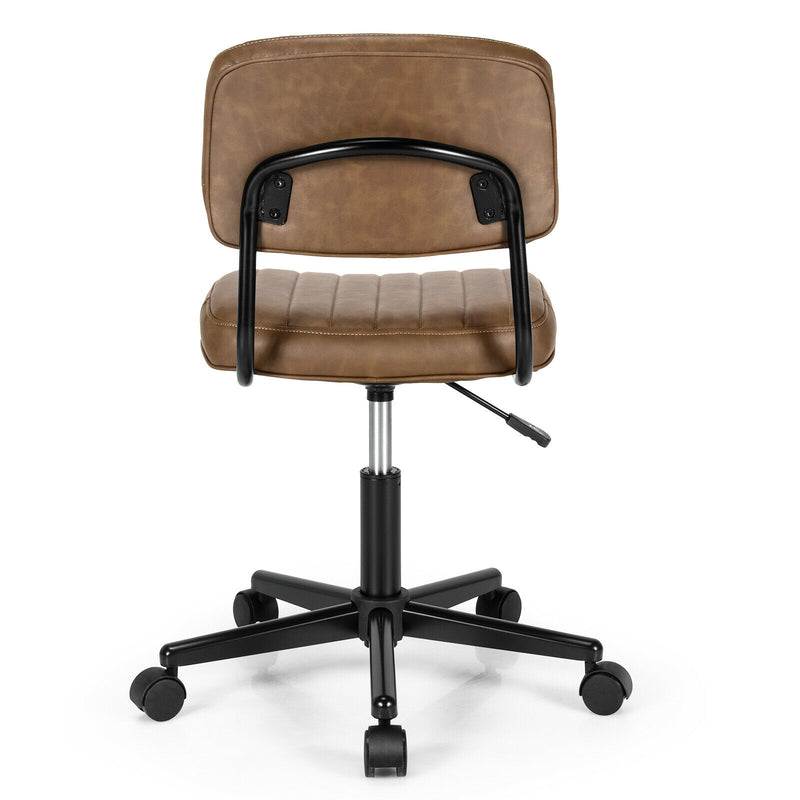 PU Leather Adjustable Office Chair  Swivel Task Chair with Backrest-Brown