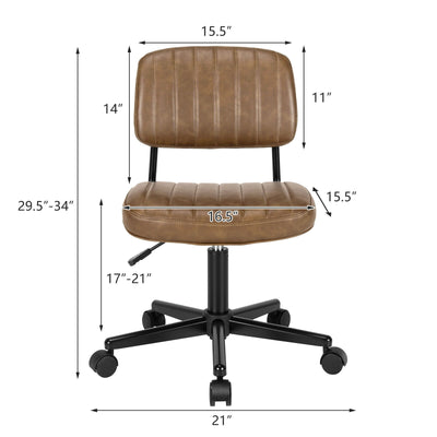 PU Leather Adjustable Office Chair  Swivel Task Chair with Backrest-Brown