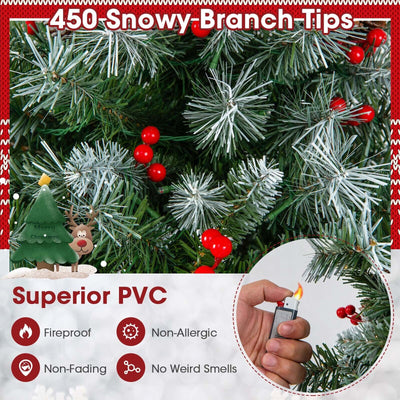 Hinged Christmas Tree with 450 PVC Branch Tips and 200 Warm White LED Lights-5ft