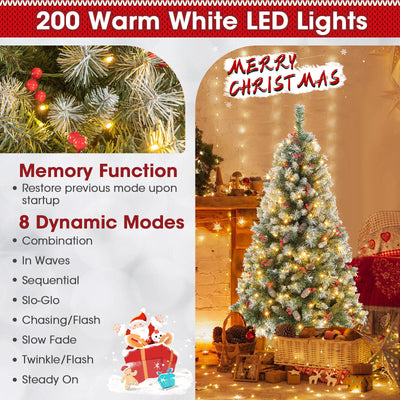 Hinged Christmas Tree with 450 PVC Branch Tips and 200 Warm White LED Lights-5ft