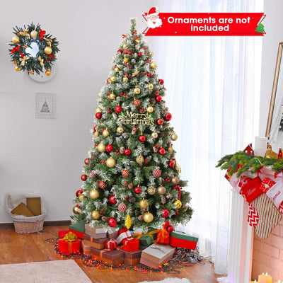 Hinged Christmas Tree with 450 PVC Branch Tips and 200 Warm White LED Lights-6.5 ft