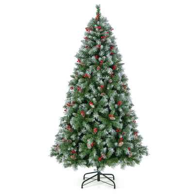 Hinged Christmas Tree with 450 PVC Branch Tips and 200 Warm White LED Lights-6.5 ft