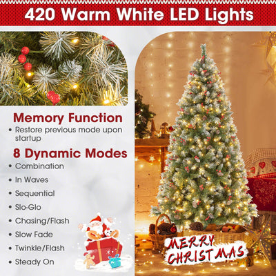 Hinged Christmas Tree with 450 PVC Branch Tips and 200 Warm White LED Lights-6.5 ft