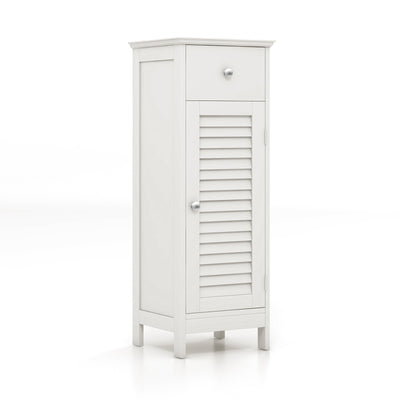 Woodern Bathroom Floor Storage Cabinet with Drawer and Shutter Door-White