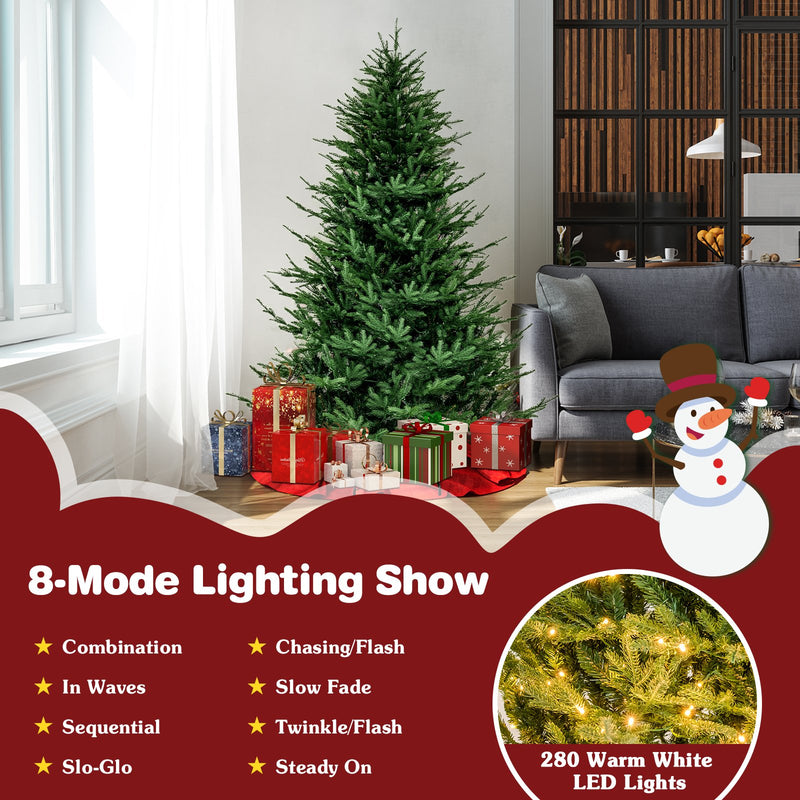 Pre-lit Christmas Tree with 280 Warm White LED Lights and 8 Lighting Modes-6ft