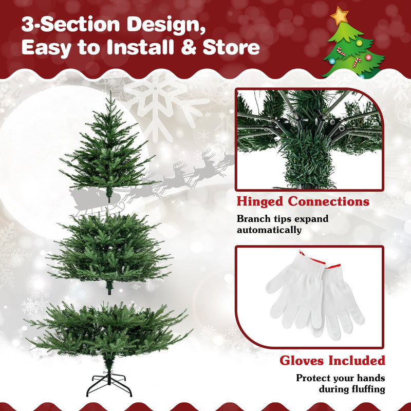 Pre-lit Christmas Tree with 280 Warm White LED Lights and 8 Lighting Modes-6ft