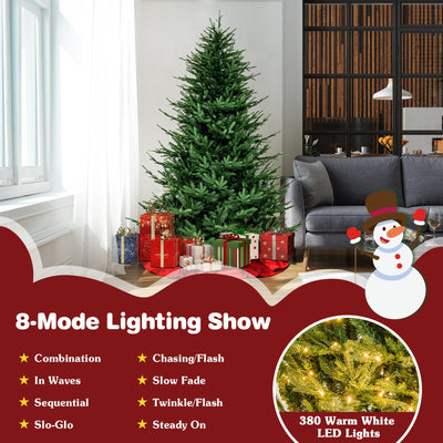 Pre-lit Christmas Tree with 280 Warm White LED Lights and 8 Lighting Modes-7 ft