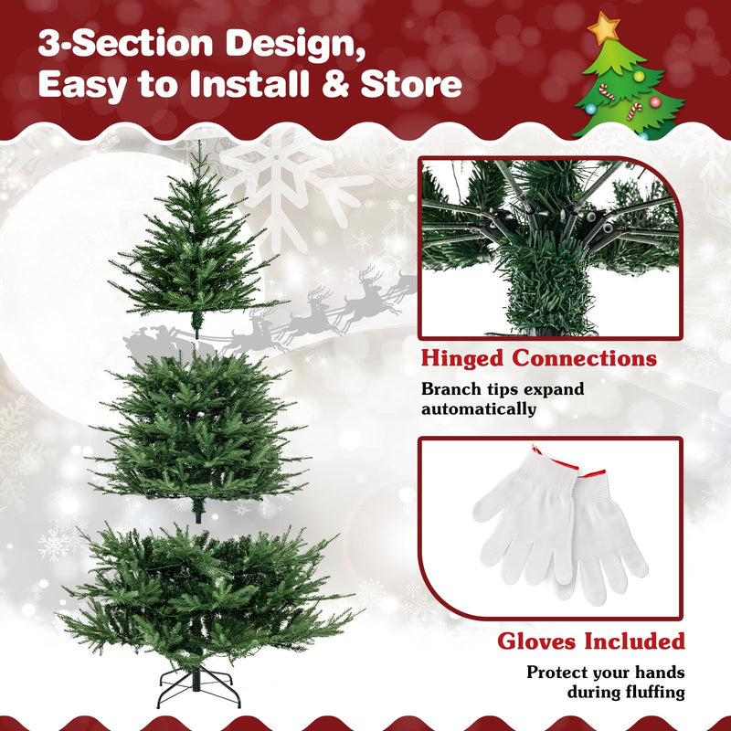 Pre-lit Christmas Tree with 280 Warm White LED Lights and 8 Lighting Modes-7 ft