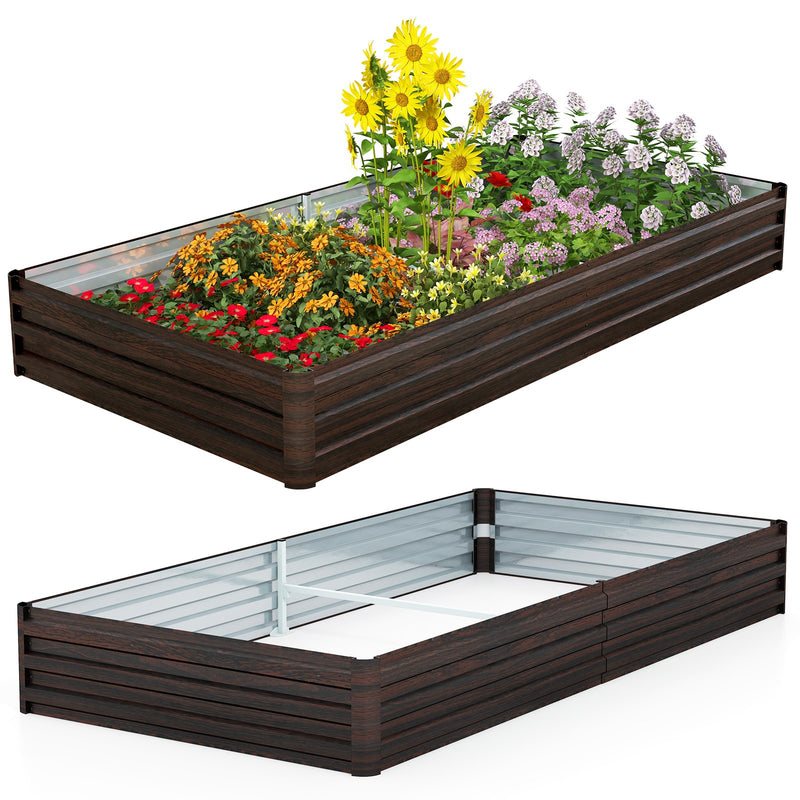 Large Outdoor Metal Planter Box for Vegetable Fruit Herb Flower-Coffee