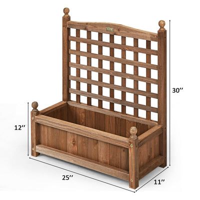 Solid Wood Planter Box with Trellis Weather-Resistant Outdoor