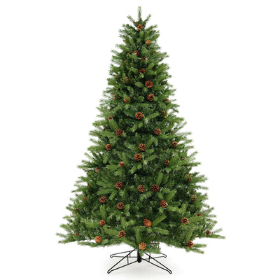 6/7 FT Artificial Christmas Tree with Pine Cones and Adjustable Brightness-7 ft