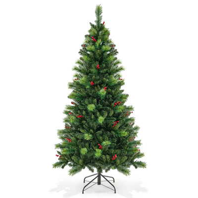 6/7/8 Feet Pre-Lit Artificial Christmas Tree with 300/400/500 LED Lights-6 ft