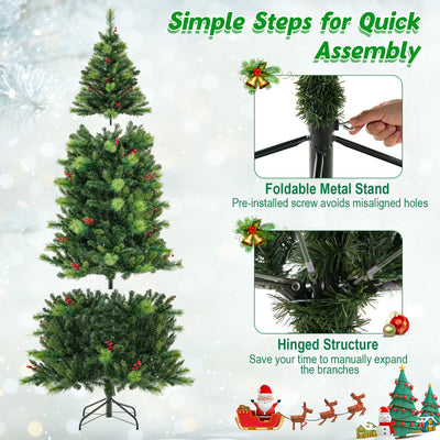 6/7/8 Feet Pre-Lit Artificial Christmas Tree with 300/400/500 LED Lights-8 ft