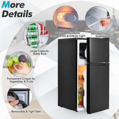 3.2 Cu. Ft Compact Mini Fridge with 5 Temperature Settings-Black