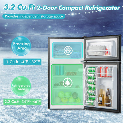 3.2 Cu. Ft Compact Mini Fridge with 5 Temperature Settings-Black