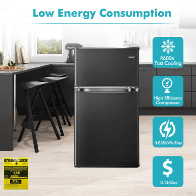 3.2 Cu. Ft Compact Mini Fridge with 5 Temperature Settings-Black