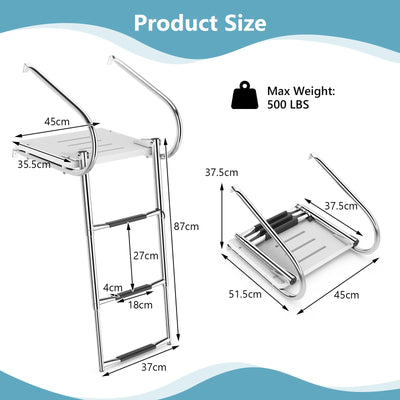 3-Step Telescoping Boat Ladder with Fiberglass Platform and Handrails