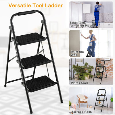 3-Step Ladder with Wide Anti-Slip Pedal-3-Step