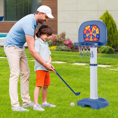 4-In-1 Adjustable Kids Basketball Hoop with Ring Toss Sticky Ball